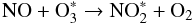 \begin{equation} \label{eq:noo3} \mathrm{NO} + \mathrm{O}^*_3 \rightarrow \mathrm{NO}^*_2 + \mathrm{O}_2 \end{equation}
