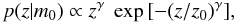 \appendix \setcounter{section}{2} \begin{equation} p(z | m_0) \propto z ^{\gamma} \ \exp{[-(z/z_0)^\gamma]}, \label{eq:r_prior} \end{equation}