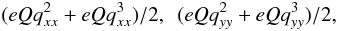 \begin{equation} (eQq_{xx}^2 + eQq_{xx}^3)/2, \ \ (eQq_{yy}^2 + eQq_{yy}^3)/2, \label{eqq_out_plane} \end{equation}