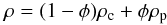 \begin{equation} \rho=(1-\phi)\rho_{\rm c}+\phi\rho_{\rm p} \label{densipore} \end{equation}