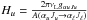 \hbox{$H_u = \frac{2 \pi \nu_{\rm L} g_{\alpha_u J_u}}{A(\alpha_u J_u \rightarrow \alpha_{\ell} J_{\ell})}$}