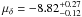 \hbox{$\mu_{\delta} = -8.82^{+0.27}_{-0.12}$}