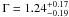 \hbox{$\Gamma =1.24 ^{+0.17}_{-0.19}$}