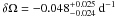 \hbox{$\delta\Omega = -0.048^{+0.025}_{-0.024}~{\rm d}^{-1}$}
