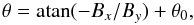 \begin{equation} \label{eqtheta} \theta={\mbox{\rm atan}}(-B_x/B_y)+\theta_0, \end{equation}