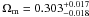 \hbox{$\Omega_{\rm m}=0.303^{+0.017}_{-0.018}$}