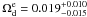 \hbox{$\Omega_{\rm d}^{\rm e}=0.019^{+0.010}_{-0.015}$}