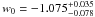 \hbox{$w_0=-1.075^{+0.035}_{-0.078}$}