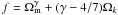 \hbox{$f=\Omega_{\rm m}^{\gamma}+(\gamma-4/7)\Omega_k$}