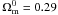 \hbox{$\Omega_{\rm m}^0=0.29$}