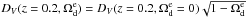 \hbox{$D_V(z=0.2,\Omega_{\rm d}^{\rm e})=D_V(z=0.2,\Omega_{\rm d}^{\rm e}=0)\sqrt{1-\Omega_{\rm d}^{\rm e}}$}