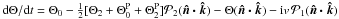 \hbox{$\id\Theta / \id t = \Theta_0-\frac{1}{2}[\Theta_2+\Theta^{\rm P}_0+\Theta^{\rm P}_2] \mathcal{P}_2(\vec{\hat{n}\cdot {\hat{k}}})- \Theta(\vec{\hat{n}\cdot {\hat{k}}}) - {\rm i} v \,\mathcal{P}_1(\vec{\hat{n}\cdot {\hat{k}}})$}
