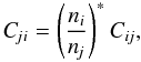 \begin{equation} \Cji = \boltz \Cij , \end{equation}