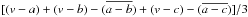 \hbox{$[(v-a) + (v-b)-(\overline{a-b}) + (v-c)-(\overline{a-c})]/3$}