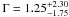 \hbox{$\Gamma=1.25^{+2.30}_{-1.75}$}