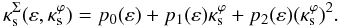 \appendix \setcounter{section}{2} \begin{equation} \kappa_{\rm s}^\Sigma(\varepsilon,\kappa_{\rm s}^\varphi) = p_0(\varepsilon)+p_1(\varepsilon)\kappa_{\rm s}^\varphi +p_2(\varepsilon)(\kappa_{\rm s}^\varphi)^2. \label{analytical-expr_ks} \end{equation}