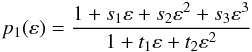 \appendix \setcounter{section}{2} \begin{equation} p_1(\varepsilon)=\frac{1+s_1\varepsilon+s_2\varepsilon^2+s_3\varepsilon^3}{1+t_1\varepsilon+t_2\varepsilon^2} \label{p1} \end{equation}