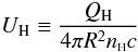 \begin{equation} \label{eqionparam} U_{\rm H} \equiv {Q_{\rm H}\over {4\pi R^2 \vy{n}{\rm H} c}} \end{equation}