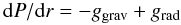\begin{equation} {\rm d}P/{\rm d}r = - g_{\rm grav} + g_{\rm rad} \end{equation}