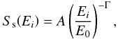 \appendix \setcounter{section}{1} \begin{eqnarray} S_{\rm s}\!\left(E_i\right) = A \left(\frac{E_i}{E_0} \right)^{-\Gamma}, \label{eq:ss} \end{eqnarray}