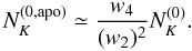 \begin{equation} \label{nl0final} N_K^{(0, {\rm apo})} \simeq \frac{w_4}{(w_2)^2} N_K^{(0)}. \end{equation}