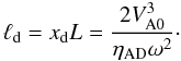\begin{equation} \ell_{\rm d}=x_{\rm d} L=\frac{2V_{\rm A0}^3}{\eta_{\rm AD} \omega^2}\cdot \label{damp} \end{equation}