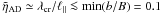 \hbox{$\tilde{\eta}_{\rm AD}\simeq\lambda_{\rm cr}/\ell_{||}\la \textrm{min}(b/B)=0.1$}