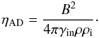 \begin{equation} \eta_{\rm AD}=\frac{B^2}{4\pi\gamma_{\rm in}\rho\rho_{\rm i}}\cdot \end{equation}