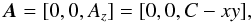 $$ {\vec{A}}=[0,0,A_z]=[0,0,C-xy], $$