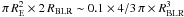 Mathematical equation: \hbox{$\pi\,R_{\rm E}^2 \times 2\,R_{\rm {BLR}} \sim 0.1\times4/3\,\pi\times R_{\rm {BLR}}^3$}