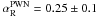 \hbox{$\alpha^{\rm PWN}_{\mathrm{R}} = 0.25 \pm 0.1$}