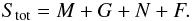 \begin{equation} {S}_{\rm tot} = M + G + N + F. \label{datareduct} \end{equation}