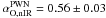 \hbox{$\alpha^{\rm PWN}_{\rm O,nIR}= 0.56 \pm 0.03$}