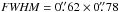 \hbox{${\it FWHM} = 0\farcs62 \times 0\farcs78$}