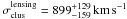 \hbox{$\sigma^{\rm lensing}_{\rm clus} = 899^{+129}_{-159}\, \kms$}