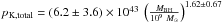 \hbox{$p_{\rm K,total}=(6.2\pm 3.6)\times 10^{43}\ \left(\frac{M_{\rm BH}}{10^9~M_\odot}\right)^{1.62\pm 0.67}$}