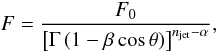 \begin{equation} F = \frac{F_0}{\left [\Gamma\left (1-\beta \cos \theta \right)\right]^{n_{\rm jet}-\alpha}}, \label{flux} \end{equation}