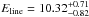 \hbox{$E_{\rm line}=10.32_{-0.82}^{+0.71}$}