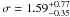 \hbox{$\sigma=1.59_{-0.35}^{+0.77}$}