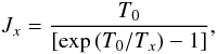 \appendix \setcounter{section}{1} \begin{equation} J_{x}= \frac{T_{0}}{[\exp{(T_{0}/T_{x})}-1]}, \end{equation}