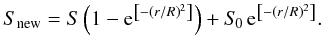 \begin{equation} S_{\rm new} = S\left(1-\mathrm{e}^{\left[-\left(r/R\right)^2\right]}\right)+S_{\!0}\,\mathrm{e}^{\left[-\left(r/R\right)^2\right]}. \end{equation}