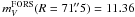 \hbox{$m_{V}^{\rm FORS}(R=71\farcs5)=11.36$}