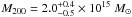 \hbox{$M_{200}=2.0^{+0.4}_{-0.5}\times 10^{15}~M_{\odot}$}