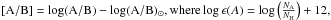 \hbox{${\rm [A/B]} = {\rm \log(A/B)} - {\rm \log(A/B)_{\odot}}, {\rm where} \log \epsilon (A) = \log \left(\frac{N_{\rm A}}{N_{\rm H}}\right) + 12,$}