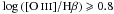 \hbox{$\log\,([\ion{O}{iii}]/\mathrm{H}\beta) \geqslant 0.8$}