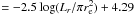 \hbox{$ = -2.5\log(L_r /\pi r_{\rm e}^2)+4.29$}