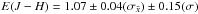 \hbox{$E(J-H) =1.07\pm 0.04(\sigma_{\bar{x}}) \pm 0.15 (\sigma )$}