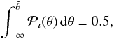 \begin{equation} \int_{-\infty}^{\med\param} \postr_i(\param)\ddd\param \defby 0.5, \end{equation}