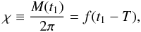 \begin{equation} \PMchi \defby \frac{\MA(\tmOne)}{2\pi} = \PMf(\tmOne-\PMT),\label{eq_def_chi} \end{equation}