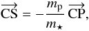 \begin{equation} \overrightarrow{\mathrm{CS}} = -\frac{\PMmP}{\PMmS}\,\overrightarrow{\mathrm{CP}},\label{eq_def_CM} \end{equation}